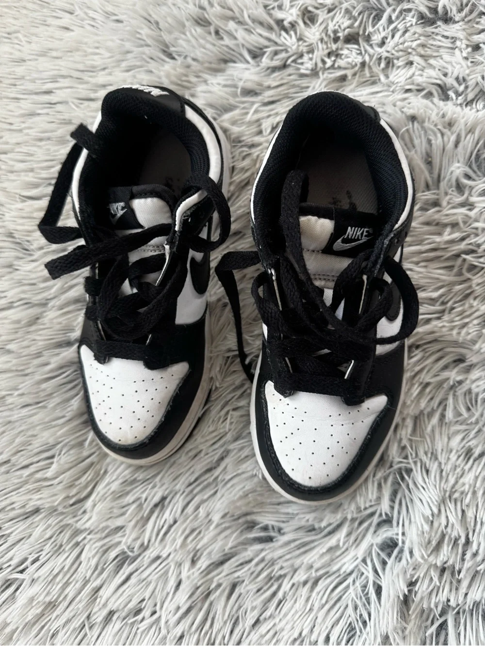 Kids Black and White Nike Dunks, Size 13